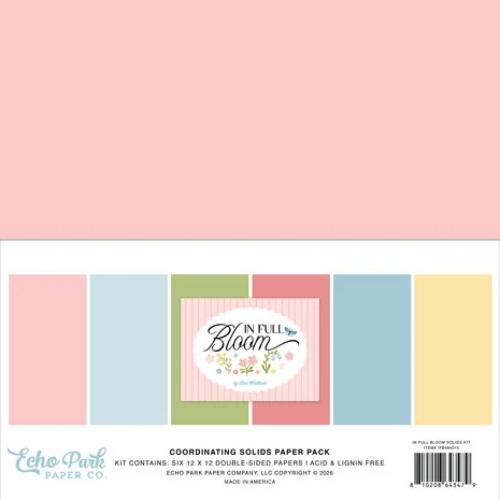 Echo Park In Full Bloom 12x12 Inch Coordination Solids Pack (IFB484015) - Postage as per Actual