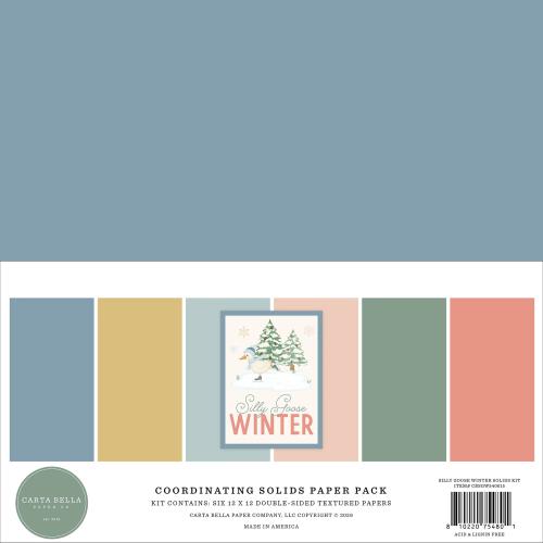 Carta Bella Silly Goose Winter 12x12 Inch Coordination Solids Paper Pack (CBSGW540015) - Postage as per Actual