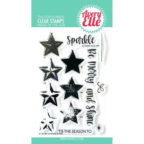Avery Elle Clear Stamp Set 4"X6" Layered Stars