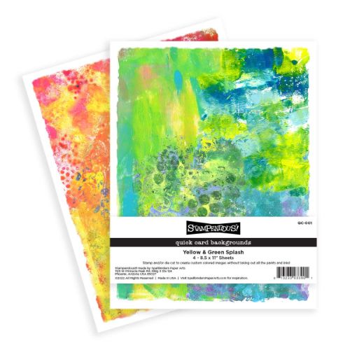 Stampendous - Yellow & Green Splash Quick Card Backgrounds 4 - 8.5 x 11" Sheets