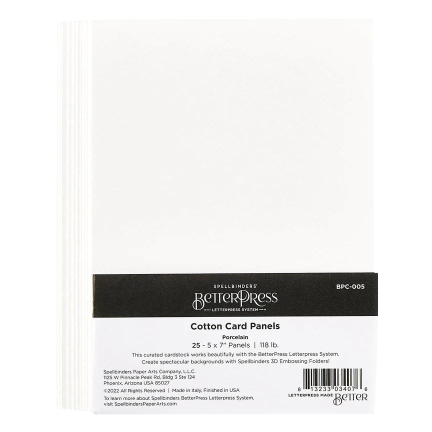 Spellbinders - Porcelain BetterPress A7 Cotton Card Panels - 25 Pack