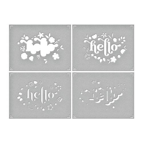 Spellbinders - Sencils - Layered Floral Hello STN-051