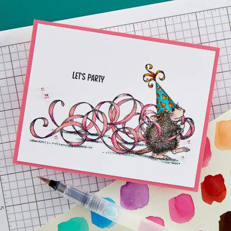 Spellbinders - Party Streamers Cling Rubber Stamp Set from the House-Mouse Everyday Collection 