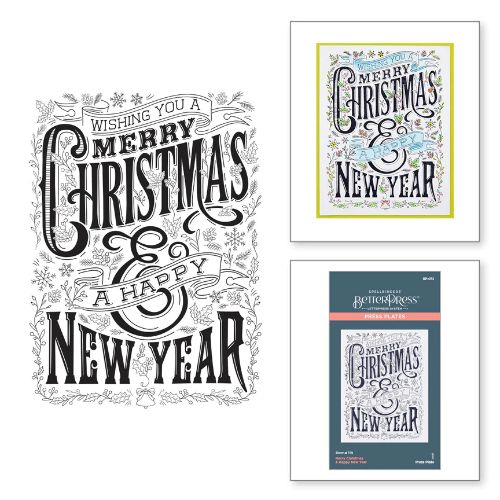 Spellbinders - Merry Christmas & Happy New Year Press Plate