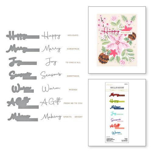 Spellbinders - Christmas Die & Glimmer Sentiments Hot Foil Plate & Die Set