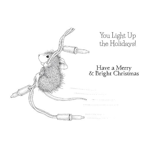 Spellbinders - Merry & Bright Cling Rubber Stamp Set from the House-Mouse Holiday Collection 