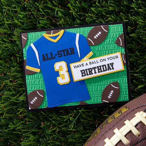 Spellbinders - Sports Talk Embossing Folder by Justine Dvorak