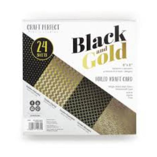 Craft Perfect Black and Gold 6 x 6 Foiled Kraft Card