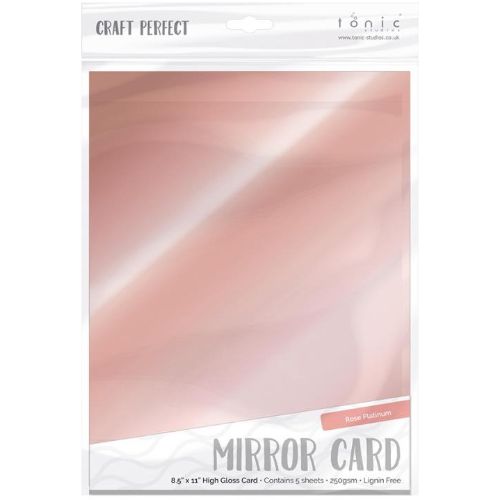 Craft Perfect Mirror Cardstock 92lb 8.5"X11" 5/Pkg Rose Platinum