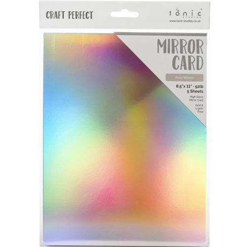 Craft Perfect Mirror Cardstock 92lb 8.5"X11" 5/Pkg Holo Waves
