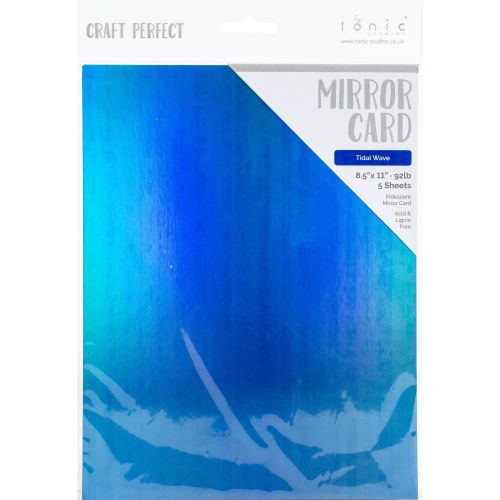 Craft Perfect Mirror Cardstock 92lb 8.5"X11" 5/Pkg Iridescent -Tidal Wave