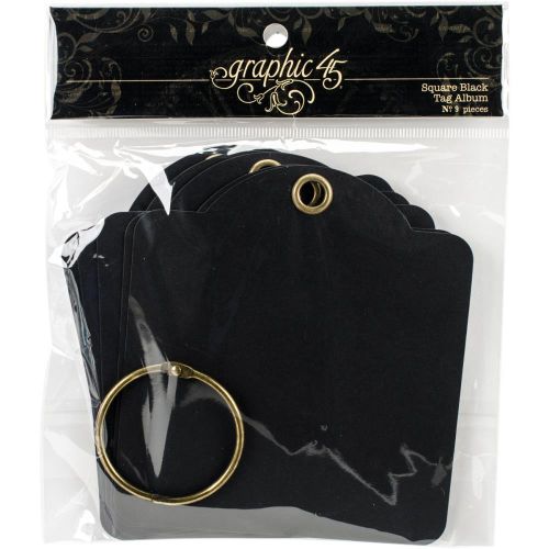 Graphic 45 Staples Square Tag Album 4.5"X5" Black