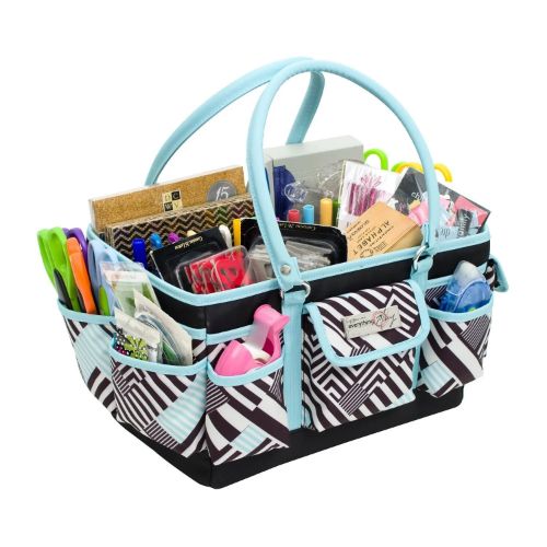 Everything Mary Deluxe Store & Tote Craft Organizer, Teal Geometric - Postage as per Actual