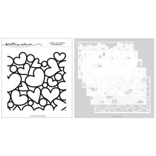 Concord & 9th Kristina Werner Jumble of Hearts Stamp and Stencils Bundle - Postage as per Actual