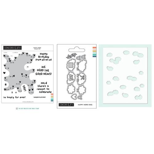 Concord & 9th Happy Herd Stamps Dies and Stencil Bundle - Postage as per Actual