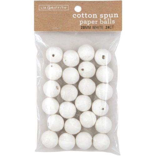 Cotton Spun Paper Balls 20mm 24/Pkg-White