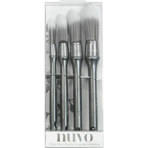 Nuvo Stencil Brushes 4/Pkg - NO FREE POSTAGE