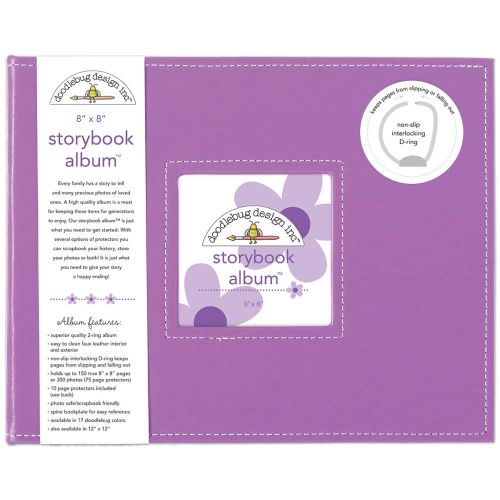 Doodlebug Storybook D-Ring Album 8"X8" Lilac - Postage as per Actual