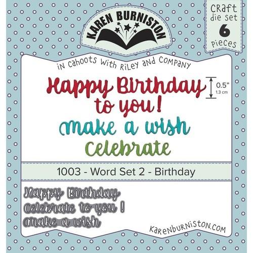Karen Burniston Craft Die Set 6 Pieces: 1003 - Word Set 2 - Birthday