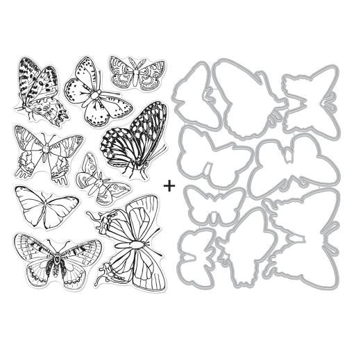 Hero Arts Clear Stamp & Die Combo Beautiful Butterflies