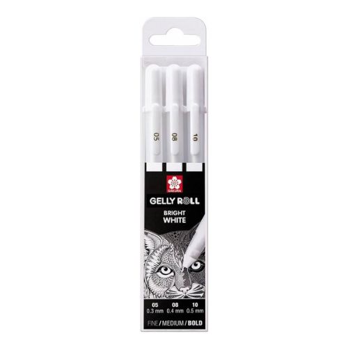 Sakura's Gelly roll gel pen 05, 08 & 10 White 3pieces