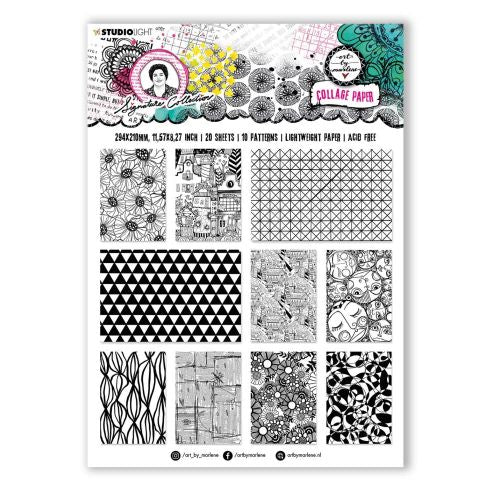 Art By Marlene Signature Collection Collage Paper Black and White