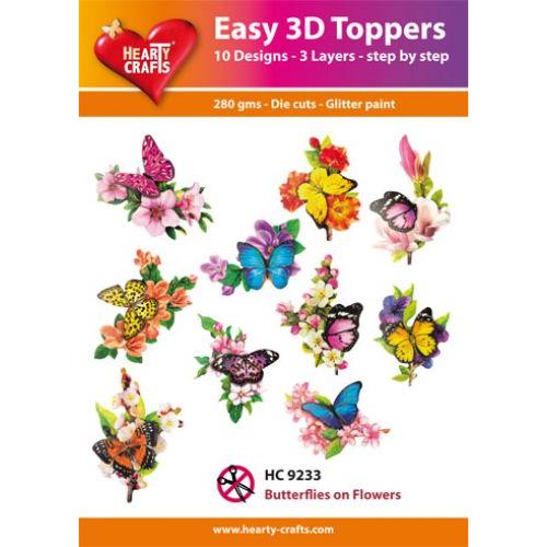 Hearty Crafts - Butterflies On Flowers Glitter Paint 3D Toppers (HC-9233)