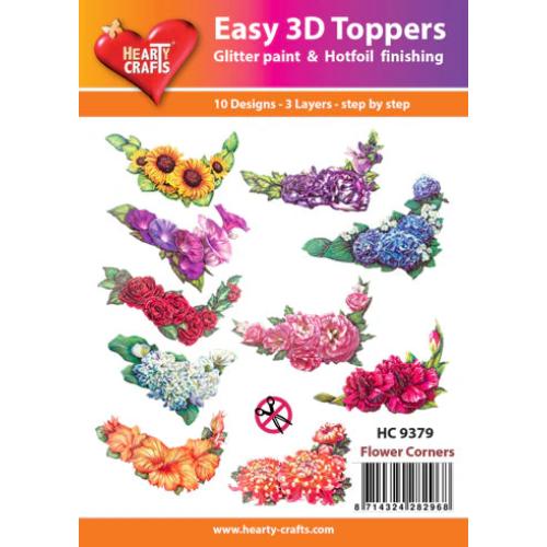 Hearty Crafts - Flower Corners Glitter Paint & Hot Foil Finishing 3D Toppers (HC9379)