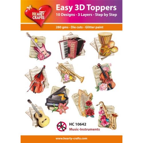 Hearty Crafts - Music Instruments Glitter Paint 3D Toppers (HC-10642)