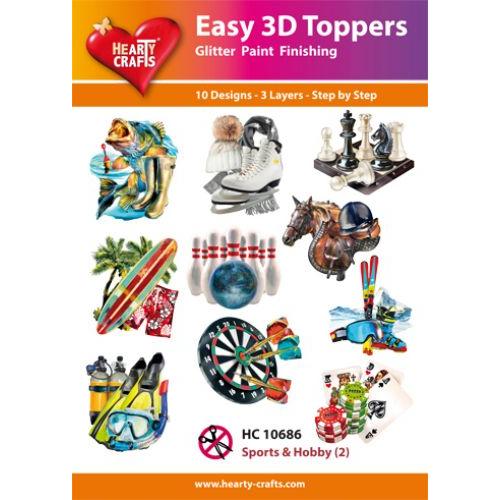 Hearty Crafts - Sports & Hobby 2 Glitter Paint Finishing 3D Toppers (HC-10686)