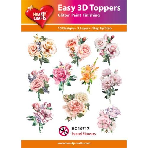 Hearty Crafts - Pastel Flowers Glitter Paint Finishing 3D Toppers (HC-10717)