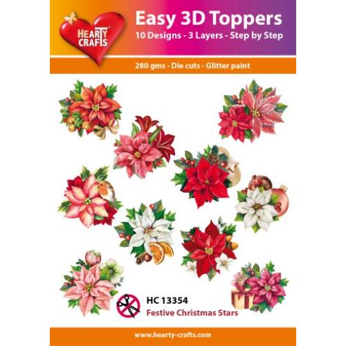 Hearty Crafts - Festive Christmas Stars Glitter Paint 3D Toppers (HC-13354)