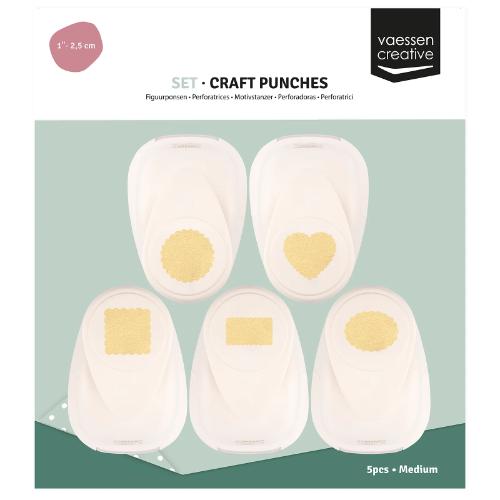 Vaessen Creative - Craft Punch Set Basic Shapes Scalloped 5pcs - Postage as per Actual