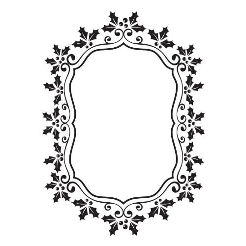 Nellie Snellen - Christmas Embossing Folders Oval Holly Frame