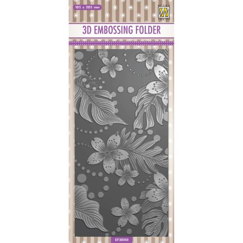 Nellie's Choice 3D Embossing Folder Slimline - Leaves & Flowers
