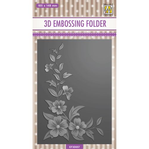 Nellie's Choice 3D Embossing Folder Rectangle - Flower Corner 2