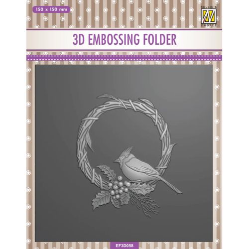 Nellie's Choice 3D Embossing Folder Square - Christmas Bird