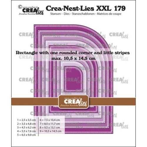 Crealies Crea-Nest-Lies XXL Dies Rectangle with One Rounded Corner and Little Stripes (CLNestXXL179)