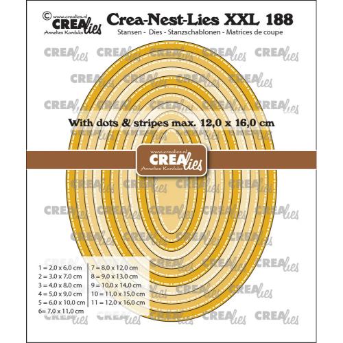 Crealies Crea-Nest-Lies XXL Dies Ovals with Dots and Stripes (CLNestXXL188)