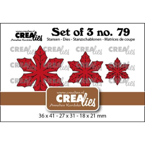 Crealies Set of 3 Dies No. 79 Solid Flowers 33 Poinsettia with Veins (CLSet79)