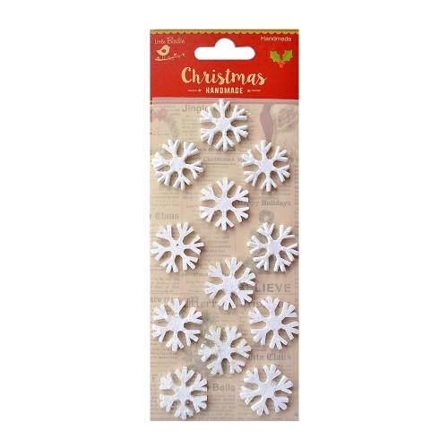 Little Birdie Christmas 3d Mini Glitter Snowflakes 12/Pkg-Snow White Cr41309