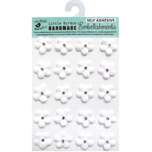 Little Birdie Embossed Jeweled Daisies 20/Pkg-White