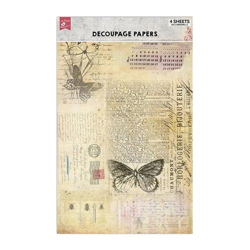 Little Birdie - Little Birdie Decoupage Paper A4 4/Pkg-Butterfly Chronicle