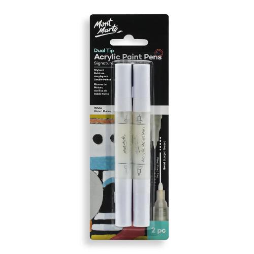 Mont Marte Acrylic Paint Pens Dual Tip White 2pc