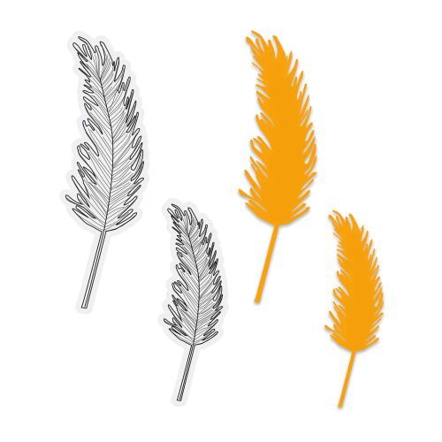 Stamp and Dies - Feather - Approx. 50 x 50mm | 1.9 x 1.9in