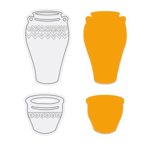 Stamp and Dies - Decorative Pots Boho - Approx. 50 x 50mm | 1.9 x 1.9in
