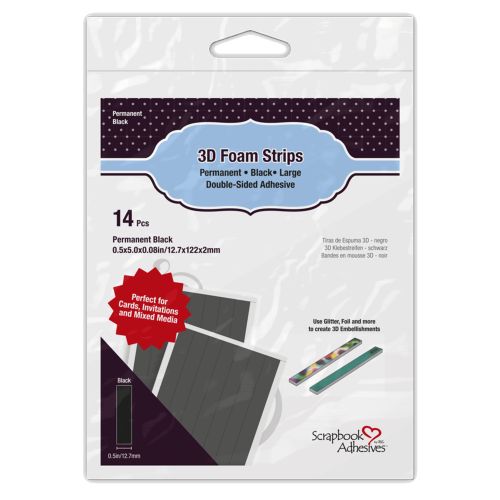Scrapbook Adhesives 3D Foam Strips 0.5 Inch Black (14pcs)