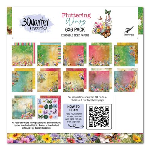 3Quarter Designs Fluttering Wings 6x6 Paper Pack
