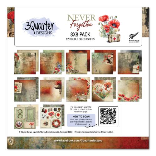 3Quarter Designs Never Forgotten  8x8 Paper Pack