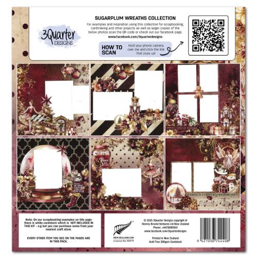 3Quarter Designs Sugarplum Wreath 12x12 Design Paper & Diecuts Set - Postage as per Actual